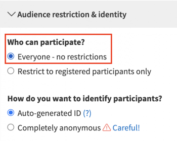 Poll Everywhere Screenshot of Who Can Participate Settings